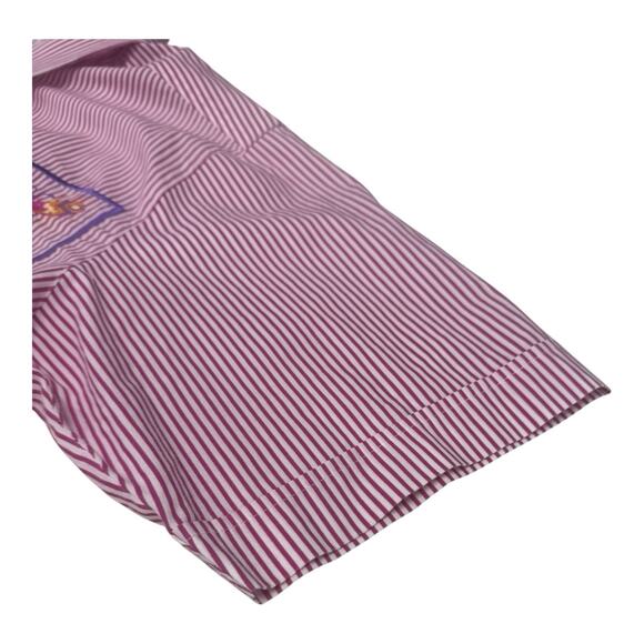 Vintage The Quacker Factory M Red White Stripe Dragonflies Short Sleeve Shirt - Picture 8 of 11